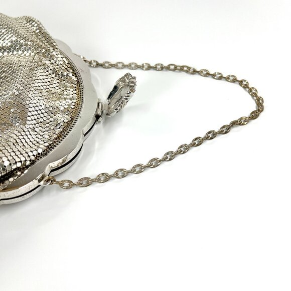 Large size Whiting Davis Silver Mesh Evening Bag Bejeweled MCM Disco Purse vtg - Picture 10 of 11
